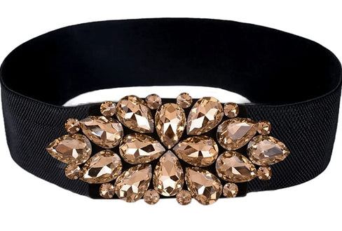THE LUXE NK GLAM GIRL ACCESSORY & BELT COLLECTION - THE EMPRESS RHINESTONE STRETCH BELT - DWR1255