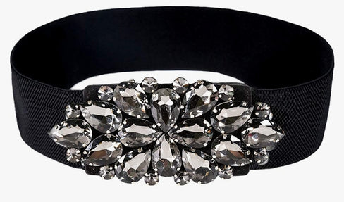THE LUXE NK GLAM GIRL ACCESSORY & BELT COLLECTION - THE EMPRESS RHINESTONE STRETCH BELT - DWR1255