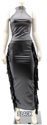 THE LUXE NK GLAM GIRL PU LEATHER COLLECTION - FRINDGE 2PC SKIRT SET - YS3192