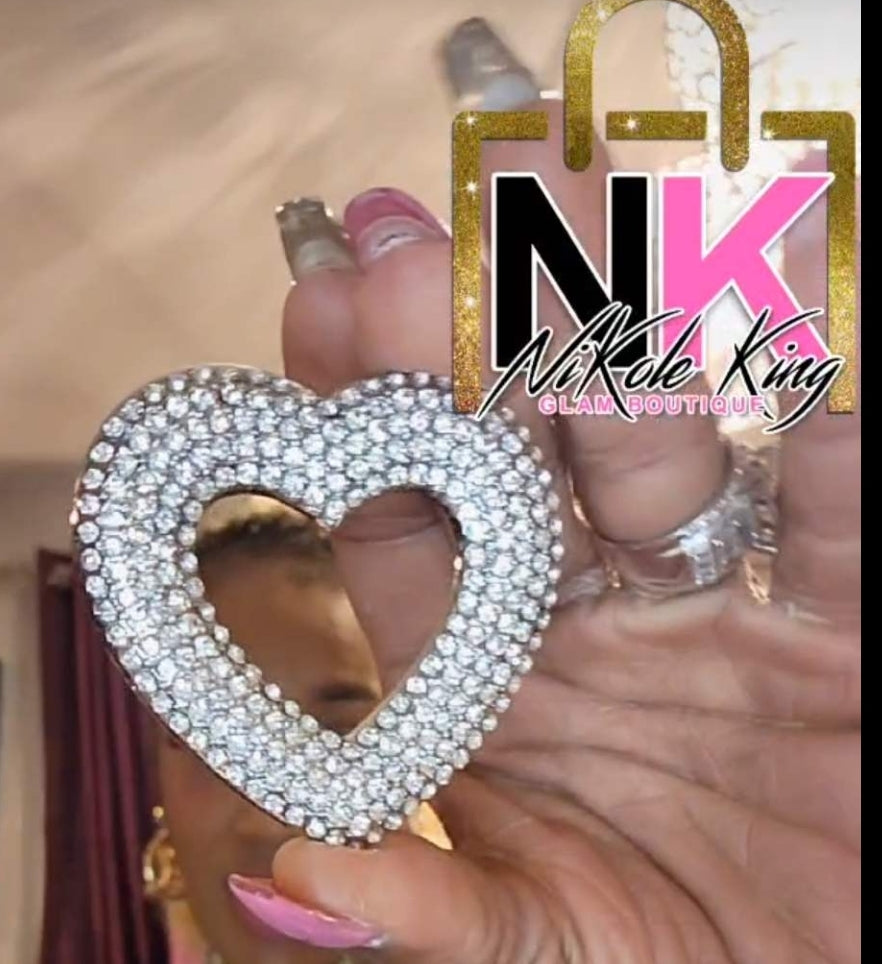 THE LUXE NK GLAM GIRL LUXURY JEWELRY COLLECTION - RHINESTONE HEART BROOCH -YM2043 -