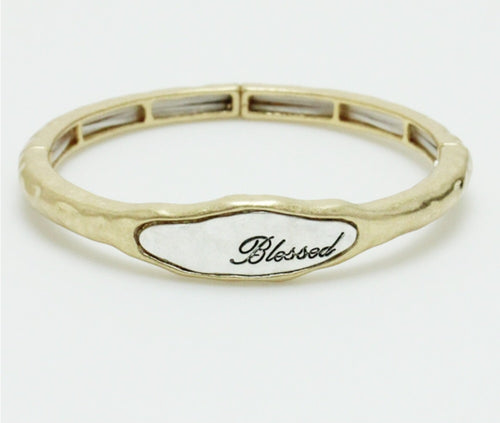 THE LUXE NK GLAM GIRL LUXURY JEWELRY COLLECTION - BLESSED HAMMERED STRETCH BRACELET - OB08181
