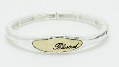 THE LUXE NK GLAM GIRL LUXURY JEWELRY COLLECTION - BLESSED HAMMERED STRETCH BRACELET - OB08181