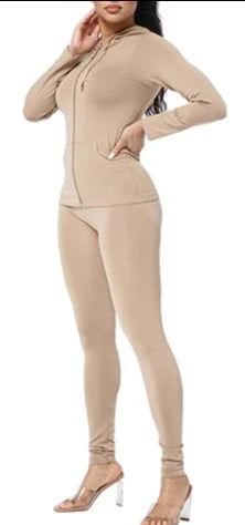 THE LUXE NK GLAM GLAM GIRL ACTIVE WEAR COLLECTION -  NK BASIC SEAMLESS ZIP UP HOODIE SET ACTIVE WEAR SETS - HD32-XP
