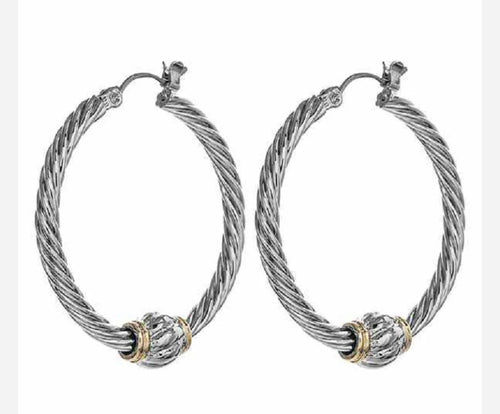 THE LUXE NK GLAM GIRL LUXURY JEWELRY COLLECTION - SILVER / GOLD TWISTED HOOPS - ER8441