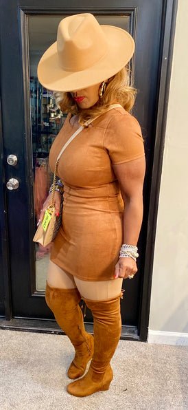 THE LUXE NK GLAM SUEDE BODY CON SHIRT / DRESS - NK207