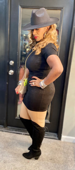 THE LUXE NK GLAM SUEDE BODY CON SHIRT / DRESS - NK207