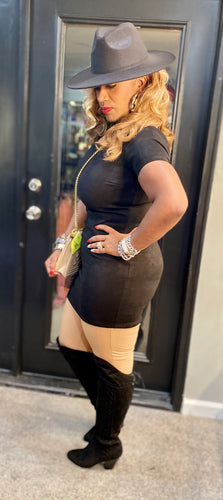 THE LUXE NK GLAM SUEDE BODY CON SHIRT / DRESS - NK207