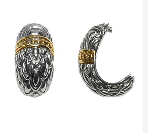 THE LUXE NK GLAM GIRL LUXURY JEWELRY COLLECTION - SILVER & GOLD CROSS OVER CLIP ON EARRINGS - E33835