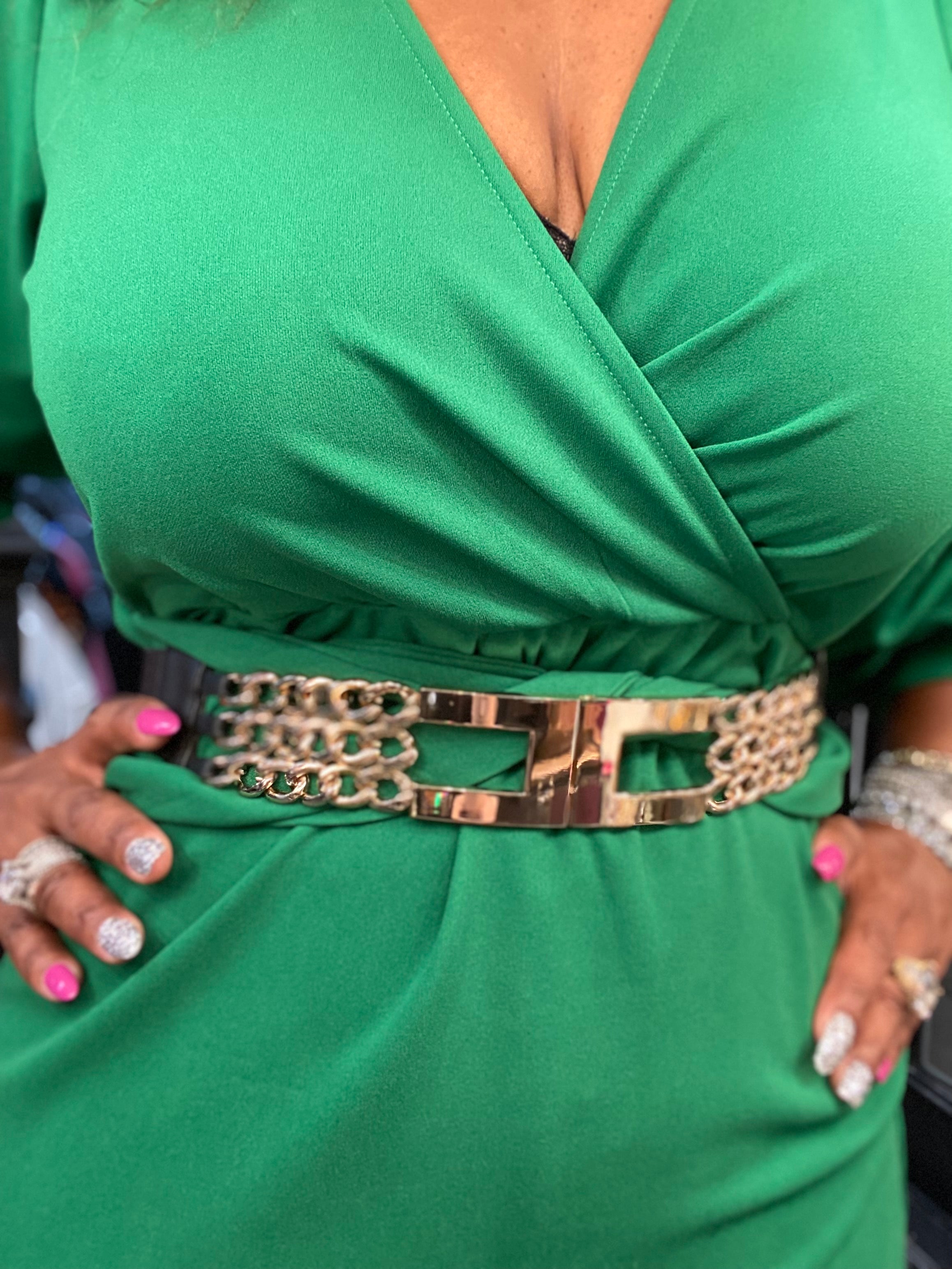 THE LUXE NK GLAM CUBAN LINK STRETCH BELT - NKB38