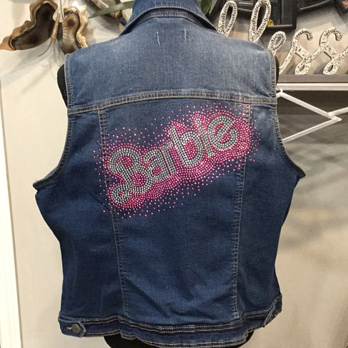 THE LUXE NK BARBIE BLUE DENIM MEDIUM WASH SLEEVELESS JACKET-NK76