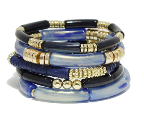 THE LUXE NK GLAM FLY GIRL LUXURY JEWELRY COLLECTION - THE CELLULOID ACETATE MULTI LAYERED BRACELET SET - 88738