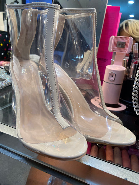 THE LUXE NK GLAM PATENT CLEAR BOOTIES - NKF188