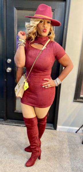 THE LUXE NK GLAM SUEDE BODY CON SHIRT / DRESS - NK207
