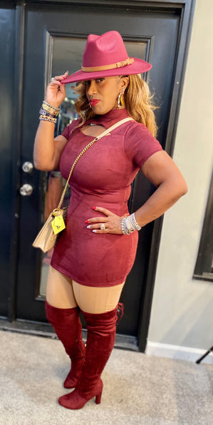 THE LUXE NK GLAM SUEDE BODY CON SHIRT / DRESS - NK207
