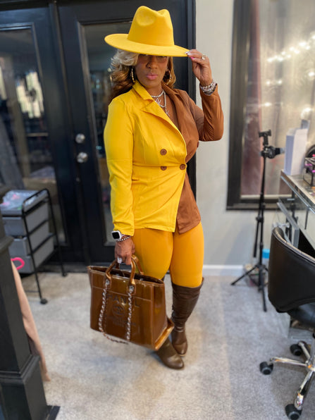 THE LUXE CLASSIC NK MUSTARD TWO TONE PANT SET-NK111