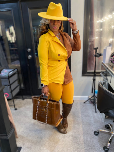 THE LUXE CLASSIC NK MUSTARD TWO TONE PANT SET-NK111
