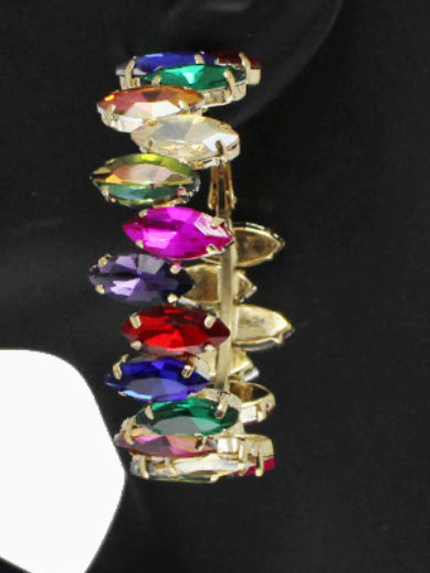 THE LUXE NK GLAM GIRL ACCESSORY & BELT COLLECTION - MULTI COLORED RHINESTONE EARRINGS -  -
