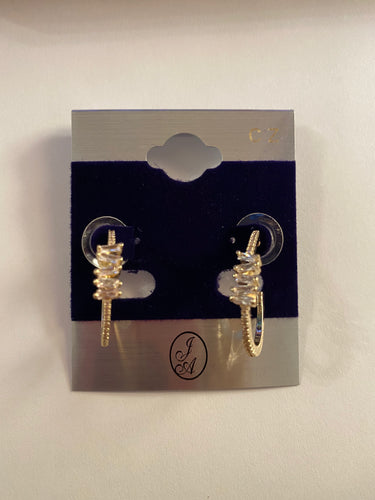 THE LUXE NK GLAM GIRL LUXURY JEWELRY COLLECTION - CZ RHINESTONE BAGUETTE HOOP EARRINGS - 2141