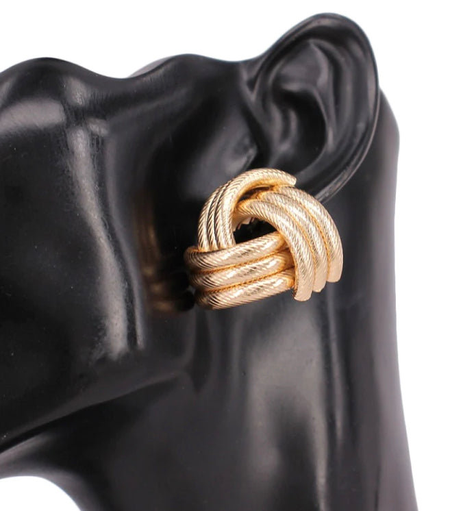THE LUXE NK GLAM GIRL LUXURY JEWELRY COLLECTION - ROPE STYLE KNOTTED STUD EARRINGS - KE5177
