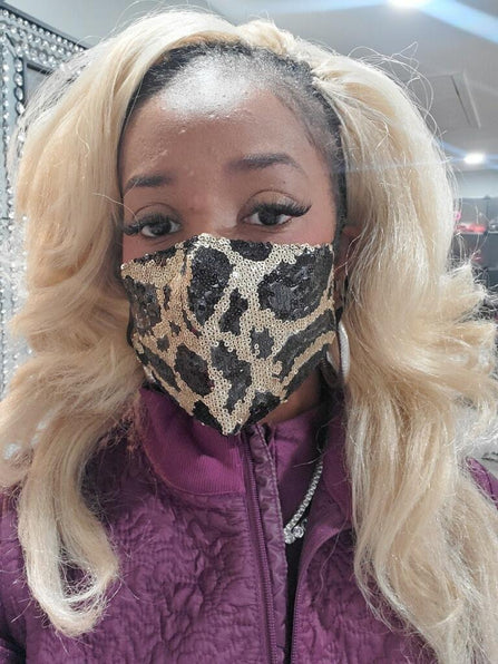 THE LUXE CLASSIC NK GLAM BLACK LEOPARD MASK- M20