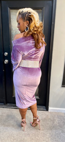 The LUXE NK Velvet Off shoulder Midi Dress- NK120
