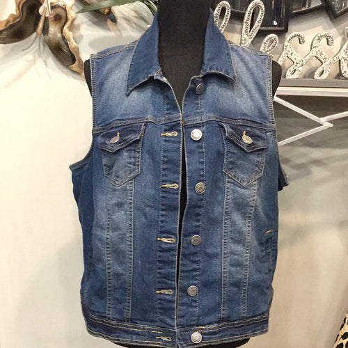 THE LUXE NK BARBIE BLUE DENIM MEDIUM WASH SLEEVELESS JACKET-NK76