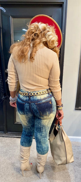 THE LUXE NK GLAM RIPPED DISTRESS JEAN LOOK - NK210