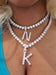 The LUXE NK CUSTOM RHINESTONE INITIAL TENNIS NECKLACE SET-ICE123