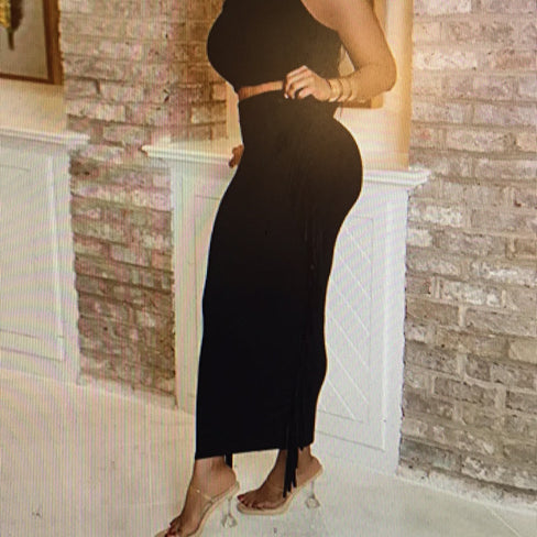 THE LUXE CLASSIC NK MAXI FRINGE PLUS BODYCON -NKA4030