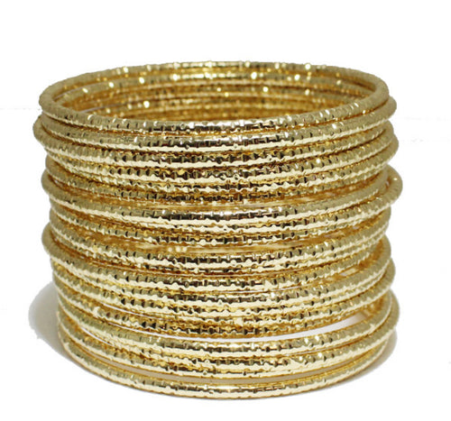 THE LUXE NK GLAM GIRL LUXURY JEWELRY COLLECTION- METAL ROUND TEXTURED STACKABLE BRACELETS- MBR5383
