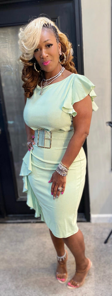 THE LUXE NK GLAM VINTAGE RUFFLE DRESS - NK500