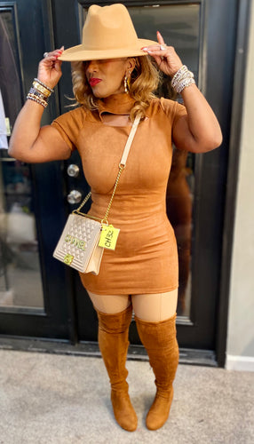 THE LUXE NK GLAM SUEDE BODY CON SHIRT / DRESS - NK207