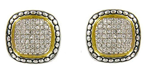 THE LUXE NK GLAM GIRL LUXURY JEWELRY COLLECTION - SILVER & GOLD CROSS OVER CLIP ON EARRINGS - E33835