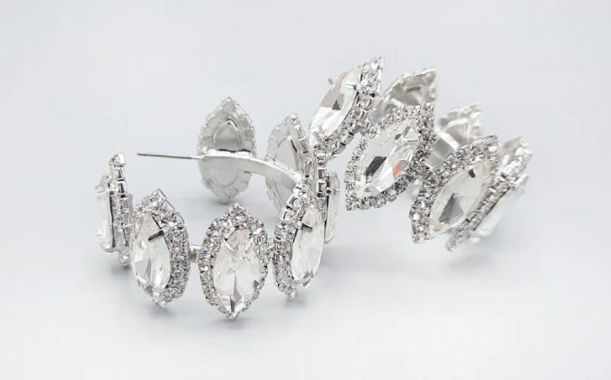 THE LUXE NK GLAM GIRL JEWELRY COLLECTIONS - RHINESTONE/CLUSTER  HOOP EARRINGS