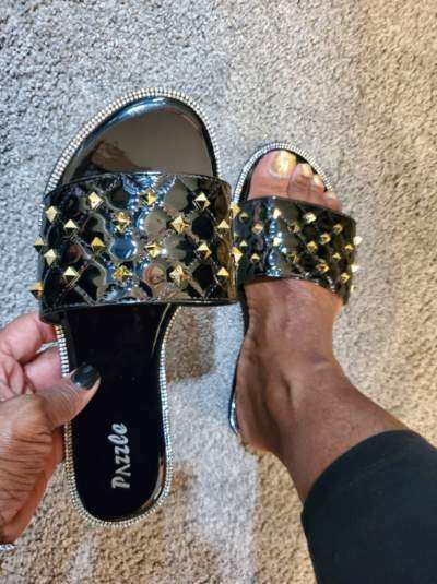 THE LUXE CLASSIC NK SPIKED SLIDES-NKF113