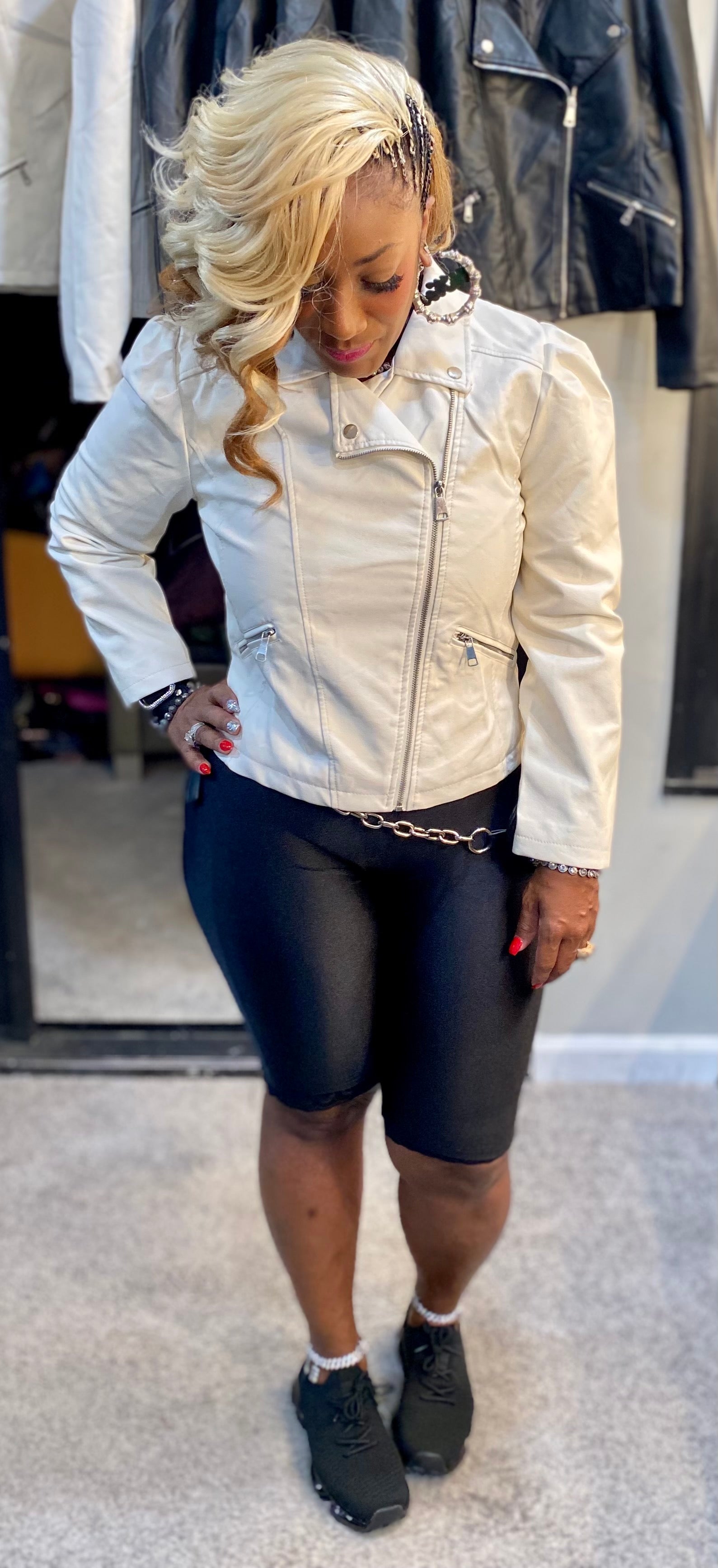 THE LUXE NK GLAM LEATHER MOTORCYCLE 🏍 JACKET-NK96