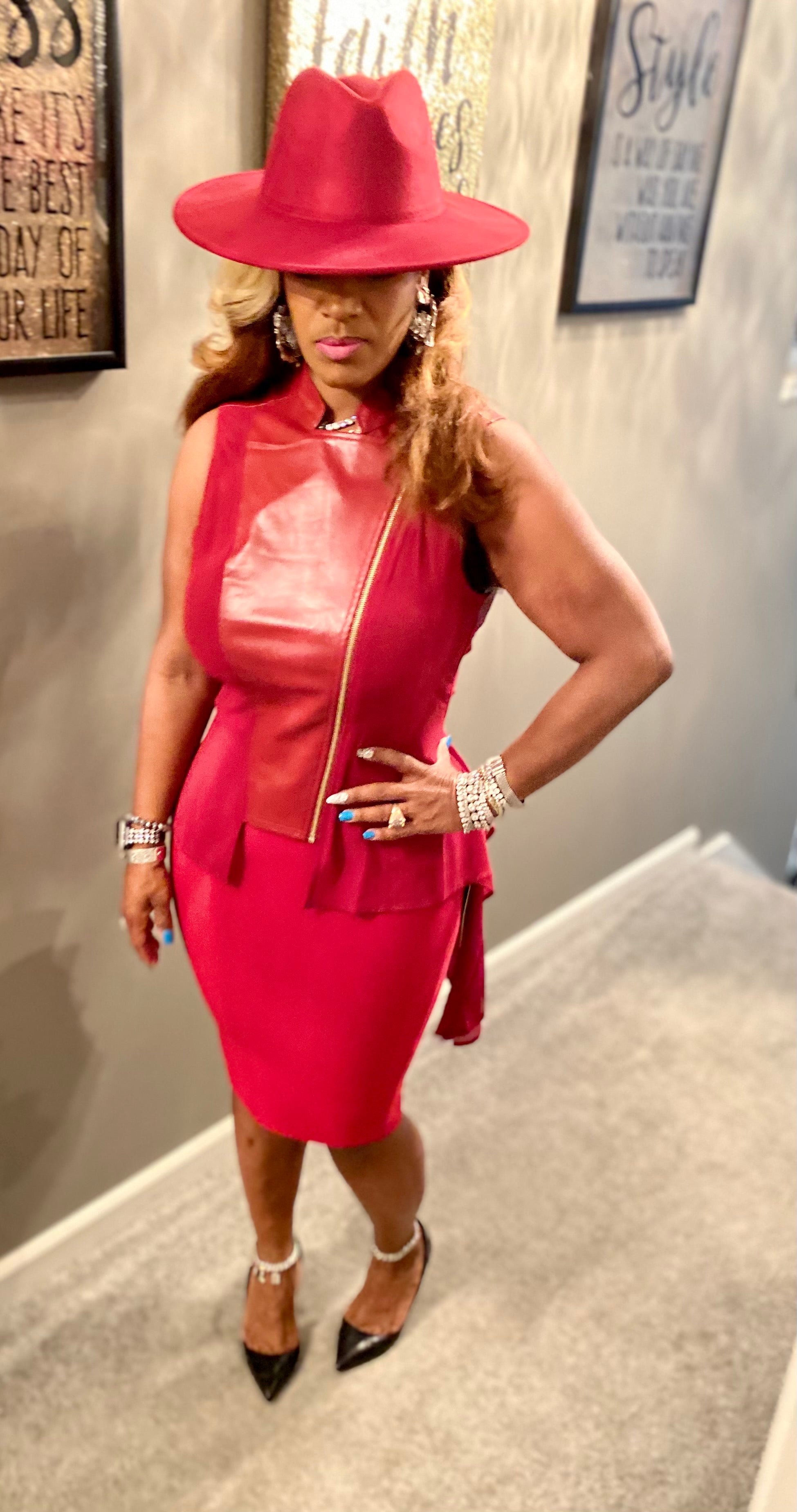 THE LUXE NK GLAM FAUX LEATHER ZIP TOP - NKA200