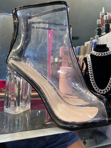 THE LUXE NK GLAM PATENT CLEAR BOOTIES - NKF188