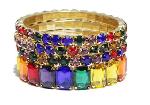 THE LUXE NK GLAM GIRL ACCESSORY & BELT COLLECTION - MULTI COLORED RHINESTONE EARRINGS -  -