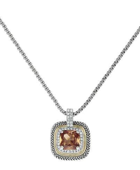 THE LUXE NK GLAM GIRL LUXURY HIGH FASHION JEWELRY COLLECTION- NK DY BIG STONE PENDANT NECKLACE - N2993