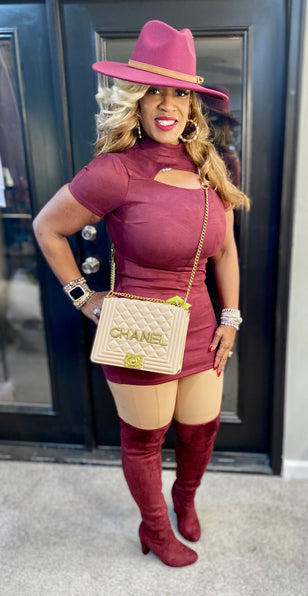 THE LUXE NK GLAM SUEDE BODY CON SHIRT / DRESS - NK207