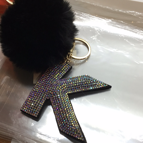 THE LUXE NK GLAM RHINESTONE LETTER KEYCHAIN- J288