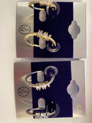 THE LUXE NK GLAM GIRL LUXURY JEWELRY COLLECTION - CZ RHINESTONE BAGUETTE HOOP EARRINGS - 2141