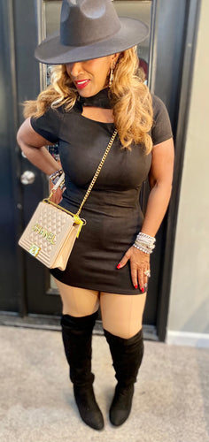 THE LUXE NK GLAM SUEDE BODY CON SHIRT / DRESS - NK207