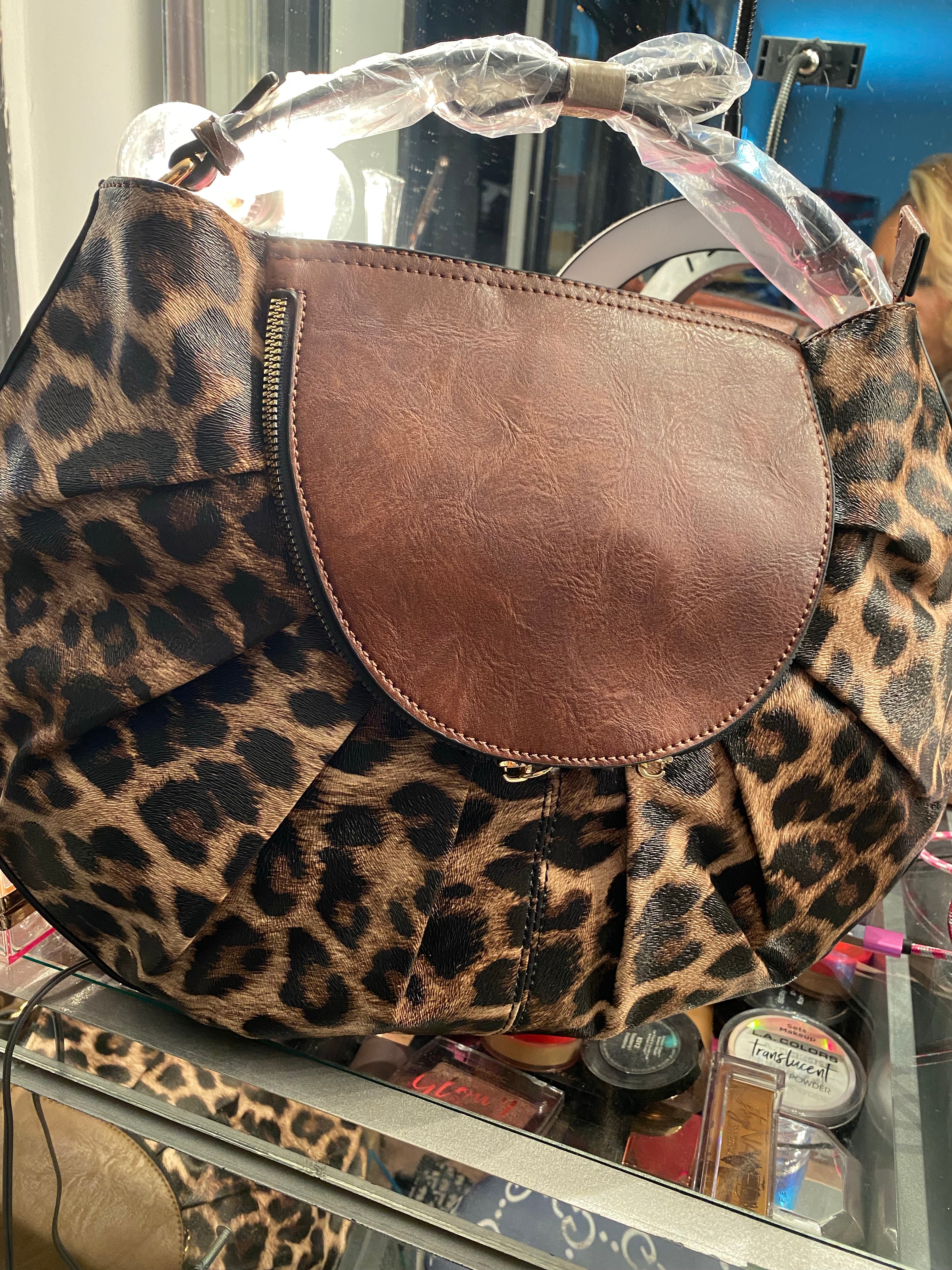 THE LUXE NK GLAM LEOPARD PLEADED HOBO SET - NK600