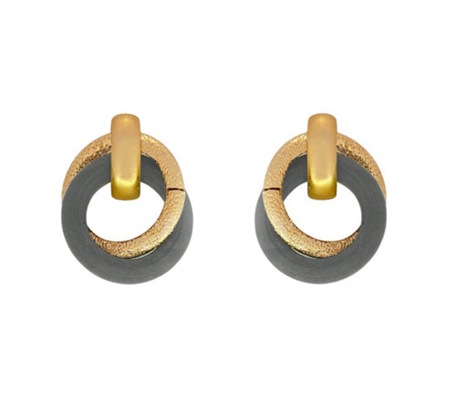 THE LUXE NK GLAM CLASSY LUXURY JEWELRY COLLECTION - WOOD ACCENT DOUBLE ROUND STUD EARRINGS - 94011