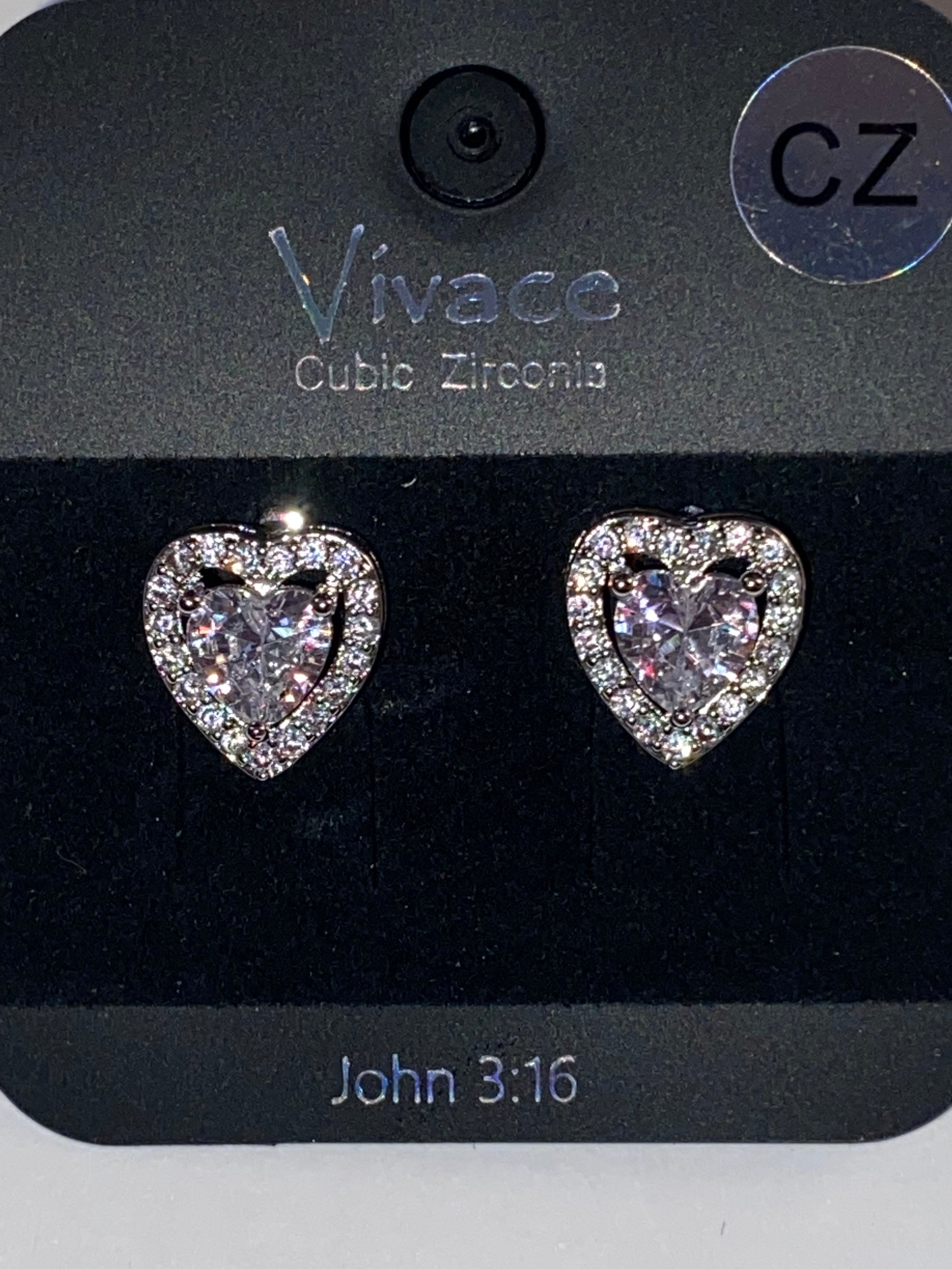 THE LUXE NK GLAM GIRL LUXURY JEWELRY COLLECTION - CZ HEART RHINESTONE STUD EARRINGS