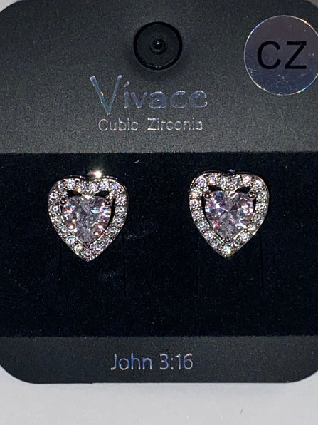 THE LUXE NK GLAM GIRL LUXURY JEWELRY COLLECTION - CZ HEART RHINESTONE STUD EARRINGS