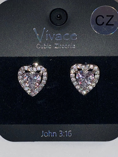 THE LUXE NK GLAM GIRL LUXURY JEWELRY COLLECTION - CZ HEART RHINESTONE STUD EARRINGS