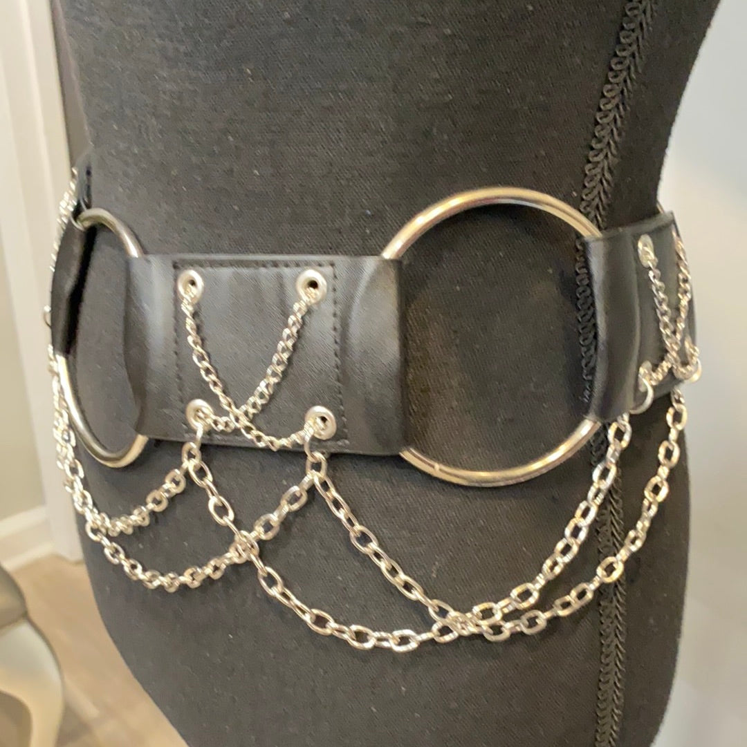THE LUXE CLASSIC LEATHER CHAIN HOOP BELT - NKB21